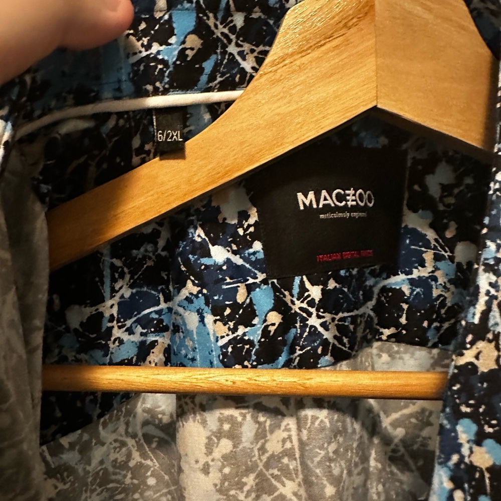 MACEOO Men's Blue Casual Button Down Shirt